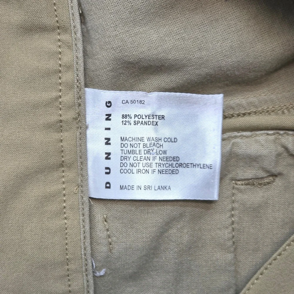 Dunning Golf Shorts Men 32 Khaki Tan Flat Front Performance Stretch Casual Chino